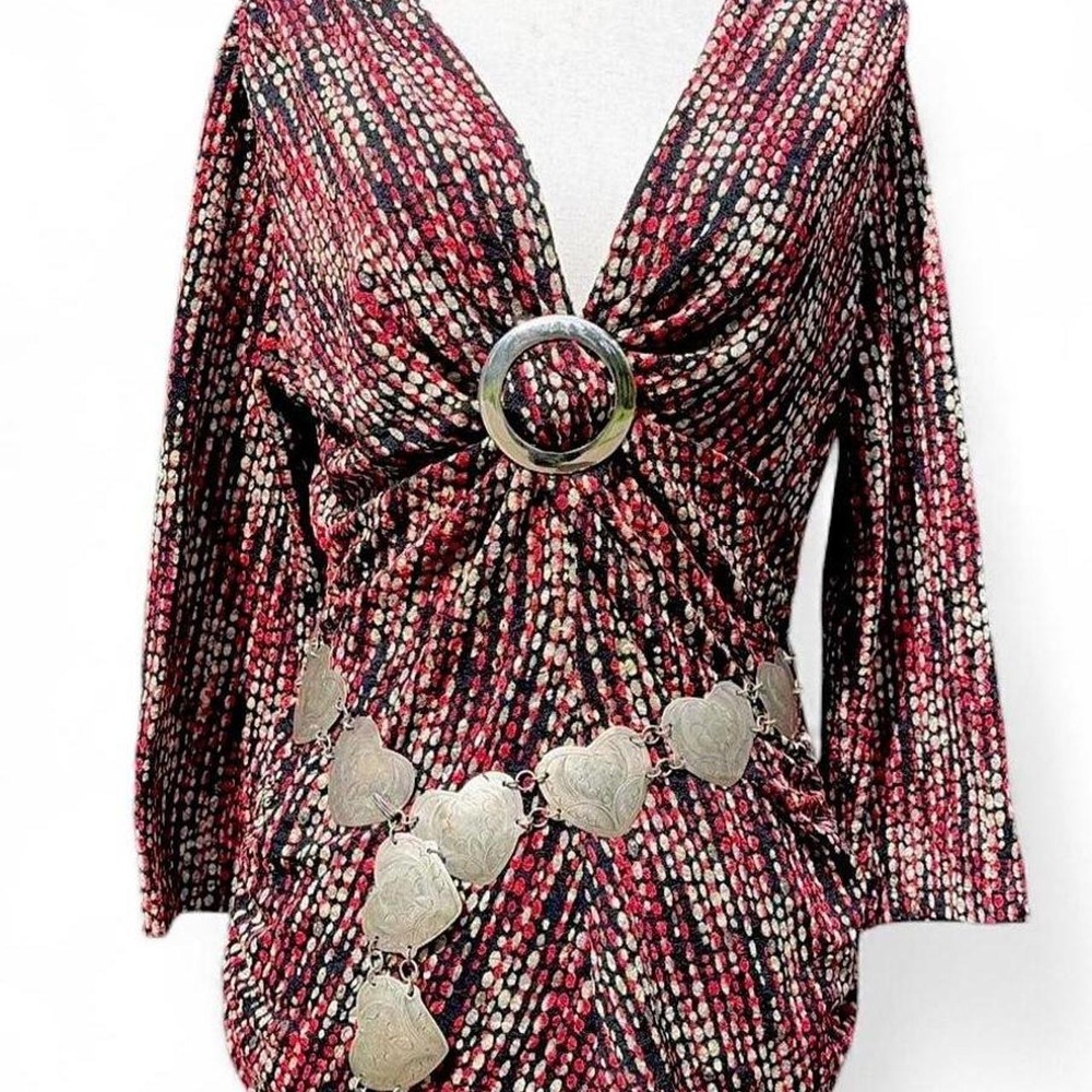 Vintage Y2K Metallic Boho Blouse